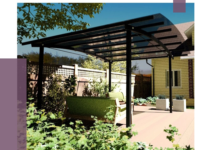 Навесы для террасы в Новодвинске от 13039 руб. под ключ | ПРОЛЁТ-Нвд