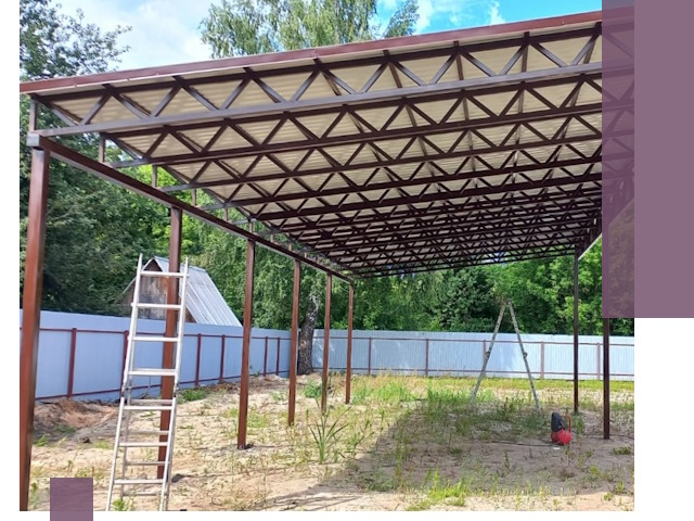 Односкатные навесы под ключ в Новодвинске — изготовление и монтаж