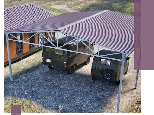 Двускатные навесы под ключ в Новодвинске — изготовление и монтаж